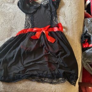 Black Lace Dress sexy nighty with bare back/ thong